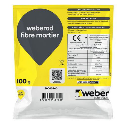 Mortelvezel Weberad 6 mm - 100 g - Weber Saint Gobain