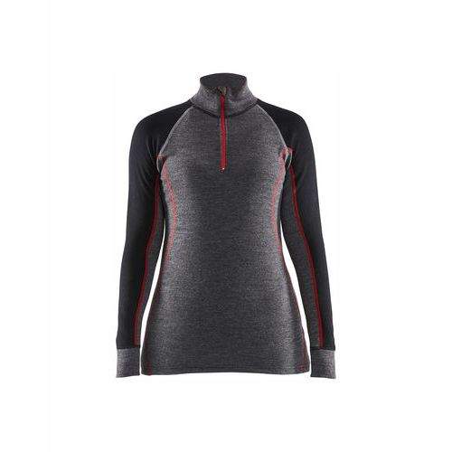 XWARM 100% MERINO Zip-neck Women Grijs/Zwart - Blåkläder