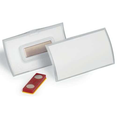 Durable naamkaartje CLICK FOLD 40x75 mm met magneet twist-proof PP, pak van 10, transparant, 825919