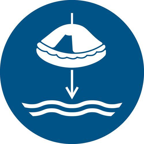 Pictogram Reddingsvlot in aangeduide volgorde te water laten gaan