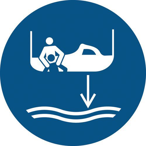 Pictogram Reddingsboot in aangeduide volgorde te water laten gaan