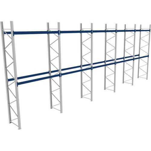 Palletstelling compleet - L 14300 mm - draagvermogen niveau 2400 kg.