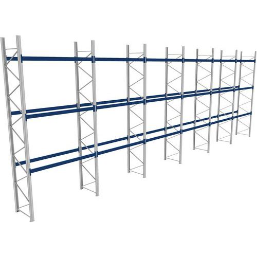 Palletstelling compleet - L 17100 mm - draagvermogen niveau 2400 kg.