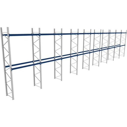 Palletstelling compleet - L 22500 mm - draagvermogen niveau 2400 kg.