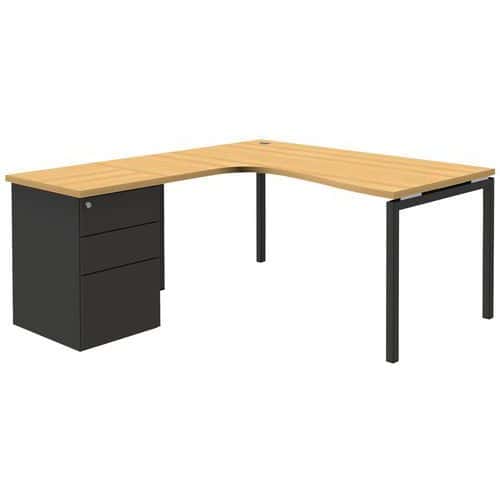Compact bureau met ladeblok - Beuken - Open