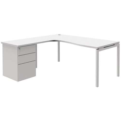 Compact bureau met ladeblok Open - Wit/wit