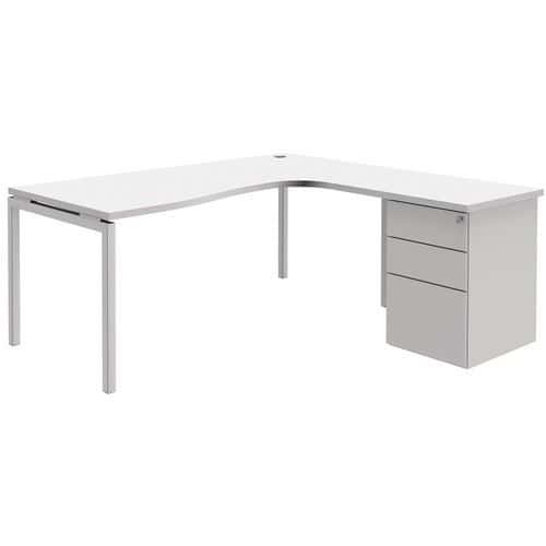 Compact bureau met ladeblok Open - Wit/wit