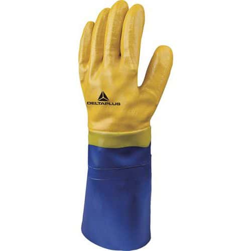 Handschoen nitril Blauw/Geel Lengte 40 Cm