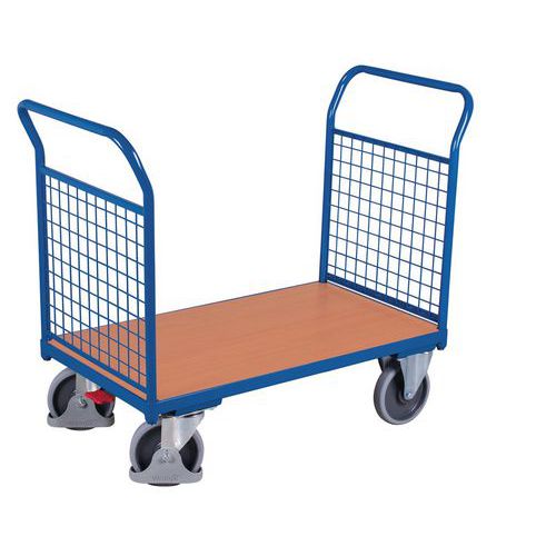 Ergonomische plateauwagen met gaaswand - 2 duwbeugels - Draagvermogen 500 kg