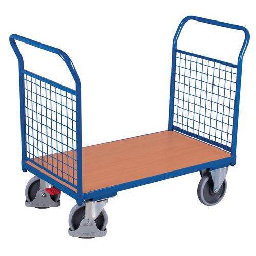 Ergonomische plateauwagen met gaaswand - 2 duwbeugels - Draagvermogen 500 kg