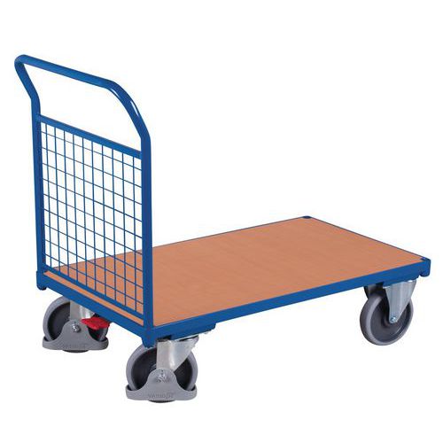 Ergonomische plateauwagen met gaaswand - 1 duwbeugel - Draagvermogen 400 en 500 kg