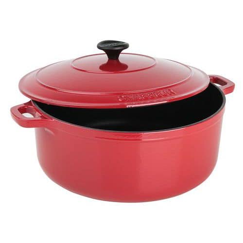 Braadpan rond rood met deksel