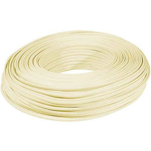 Platte telefoonkabel 30AWG 4W - Ivoor 100 m haspel