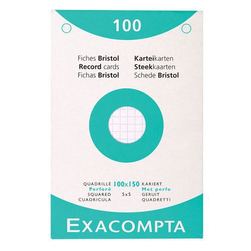 Steekkaart bristol 100 vel ruit geperf. 100x150mm Exacompta