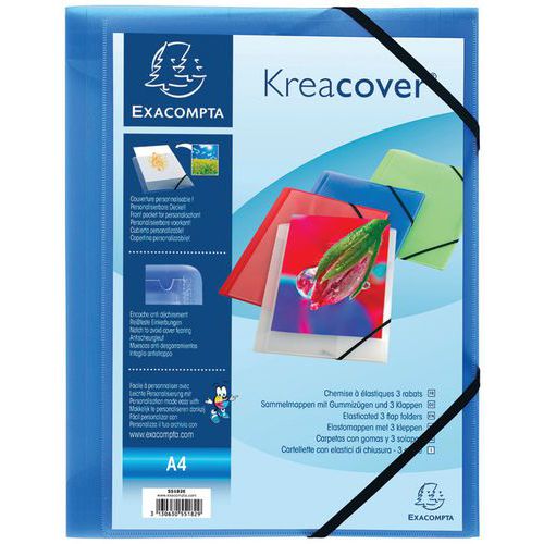 Elastomap kreacover® 3 kleppen ondoorzichtig pp 5/10de A4 - Exacompta