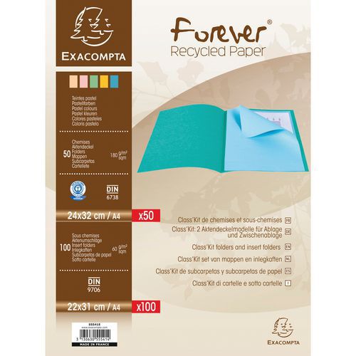 Dossiermap 5 st. 50 forever® 100 inlegmap  100%recycled - Exacompta