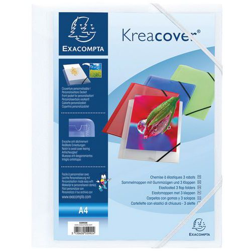 Elastomap kreacover® 3 kleppen ondoorzichtig pp 5/10de A4 - Exacompta