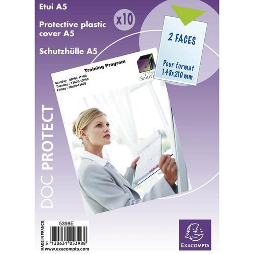 Beschermhoes 10 st. enkel pvc 20/100ste A5 Exacompta