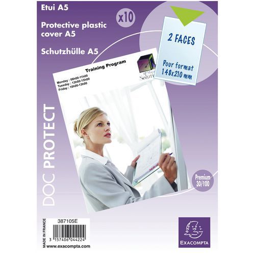 Beschermhoes 10 st. enkel pvc 30/100ste A5 Exacompta