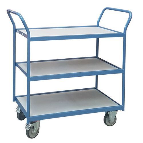 Plateauwagen - 3 houten plateaus - Rubberbanden - Draagvermogen 250 kg - FIMM