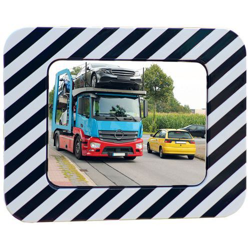 Verkeersspiegel rvs, zwart/wit frame - Dancop