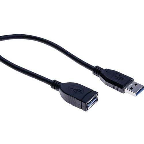 Verlengkabel USB 3.0 type A en A eco zwart - 1,0 m