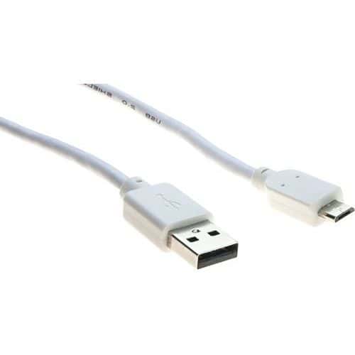 Kabel USB 2.0 type A en micro B wit - 1.8 m