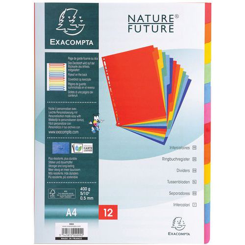 Tabblad 25st glanskarton 400g - A4 maxi - Exacompta