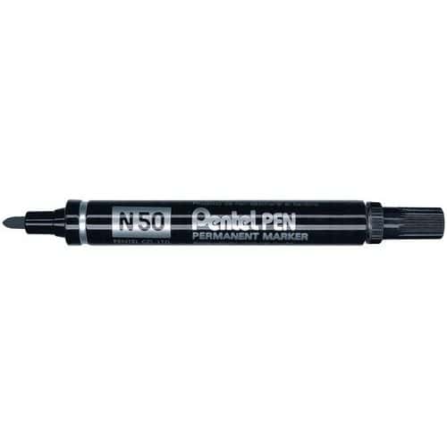 Permanente markeerstift N50 - ronde punt - met dop - Pentel