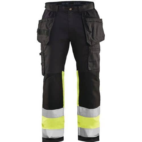 Werkbroek High Vis met stretch 1558 - zwart/geel