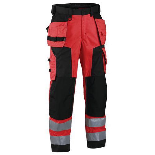 Werkbroek Softshell High Vis 1567 - rood/zwart