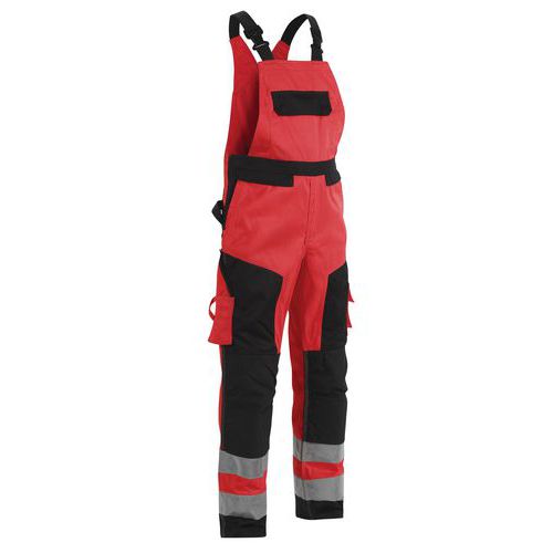 Bretelbroek High Vis 2660 - verstelbare taille - rood/zwart