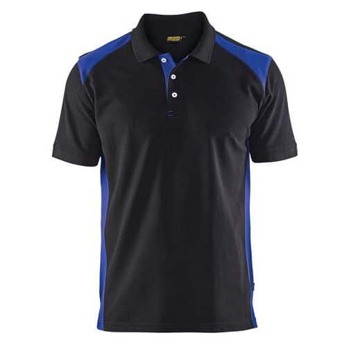 Poloshirt Piqué 3324 - kraag met knopen - zwart/korenblauw