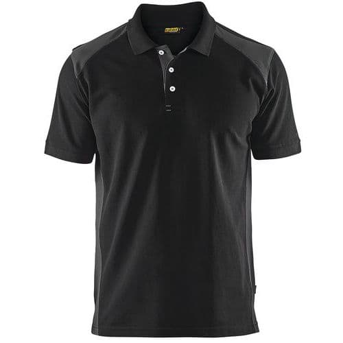 Poloshirt Piqué 3324 - kraag met knopen - zwart/donkergrijs