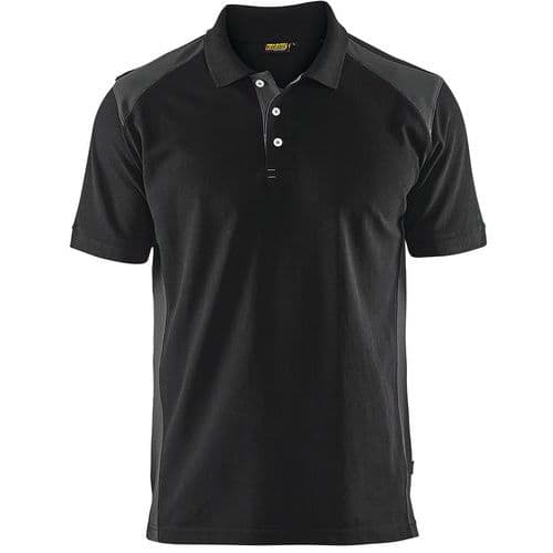 Poloshirt Piqué 3324 - kraag met knopen - zwart/donkergrijs