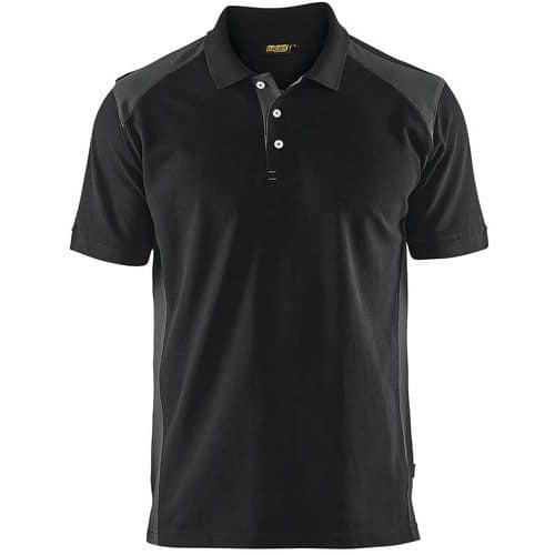 Poloshirt Piqué 3324 - kraag met knopen - zwart/donkergrijs