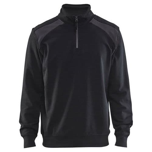Sweatshirt Bi-Colour met halve rits 3353 - zwart/donkergrijs