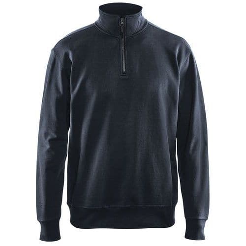 Sweatshirt met halve rits zonde zakken 3369 - donker marineblauw