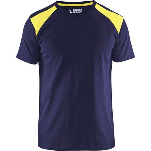 T-shirt Bi-Colour High Vis 3379 - marineblauw/fluo geel