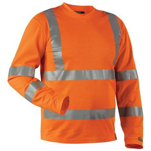 T-shirt High Vis lange mouw UPF 40+ UV V hals 3381 oranje