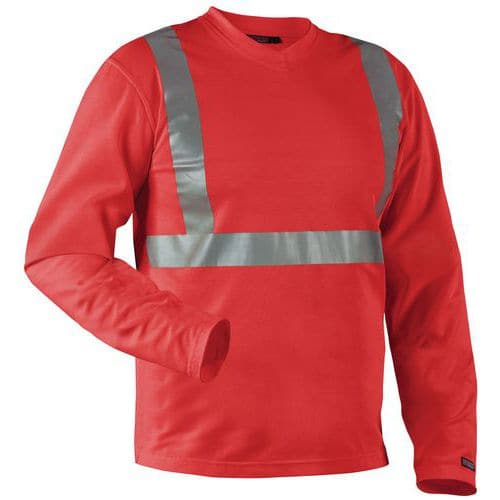 T-shirt High Vis lange mouw UPF 40+ UV V hals 3383 rood