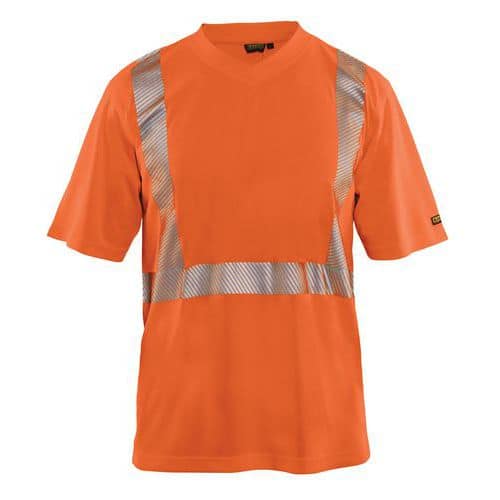 T-shirt High Vis lange mouw UPF 40+ UV V hals 3386 oranje