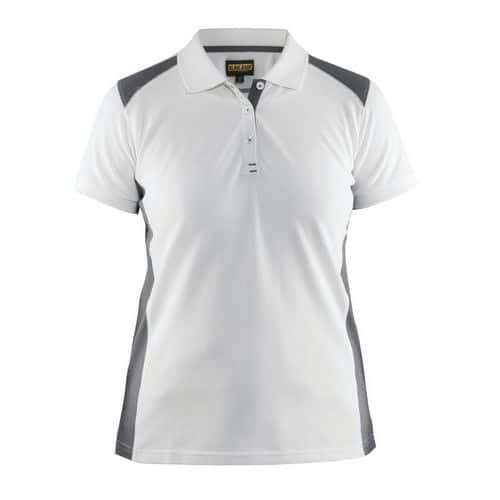 Poloshirt Dames korte mouw knoopsluiting 3390 - wit/grijs