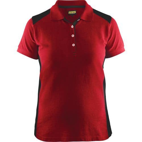 Poloshirt Dames korte mouw knoopsluiting 3390 - rood/zwart