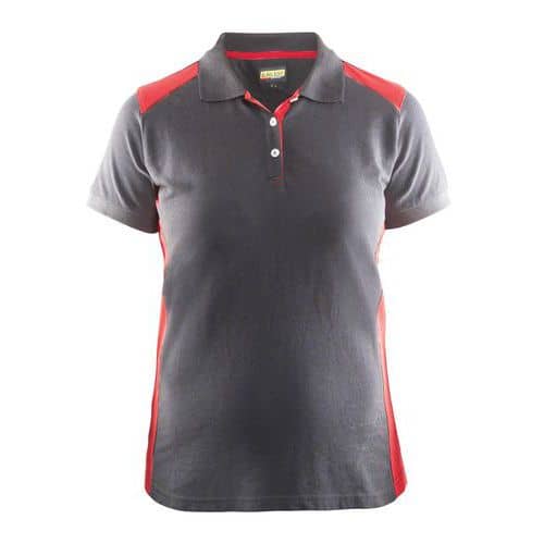 Poloshirt Dames korte mouw knoopsluiting 3390 - grijs/rood