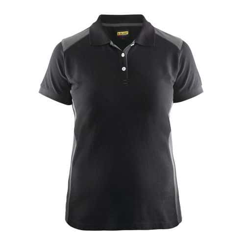 Poloshirt Dames korte mouw knoopsluiting 3390 - zwart/grijs