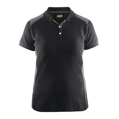 Poloshirt Dames korte mouw knoopsluiting 3390 - zwart/grijs