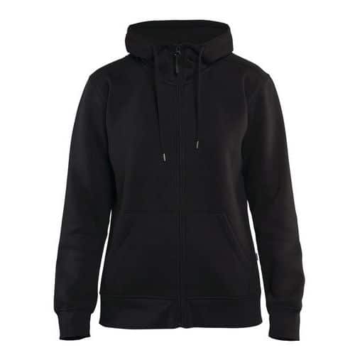 Hoodie Dames met 1-weg rits 3395 - zwart