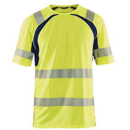 T-Shirt High Vis UV 3397 - marineblauw/fluo geel