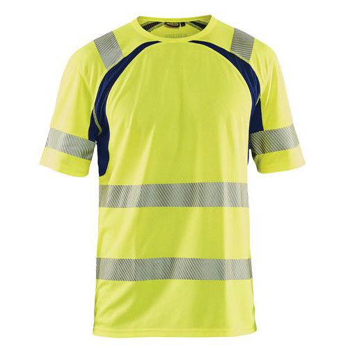 T-Shirt High Vis UV 3397 - marineblauw/fluo geel